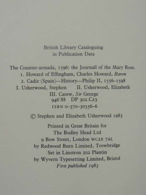 The Counter-Armada 1596  The Journall Of The Mary Rose - Stephen & Elizabeth Usherwood