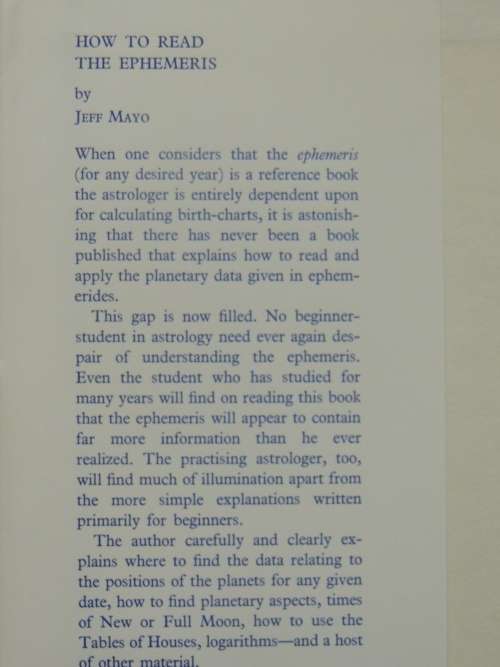 How to Read the Ephemeris- Jeff Mayo