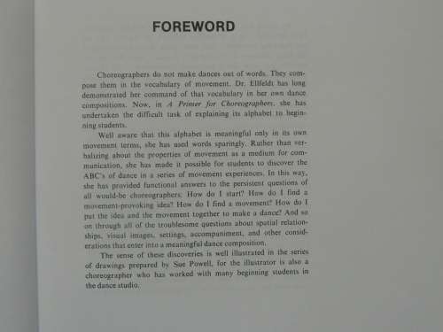 A Primer for Choreographers - Lois Ellfeldt BOOK