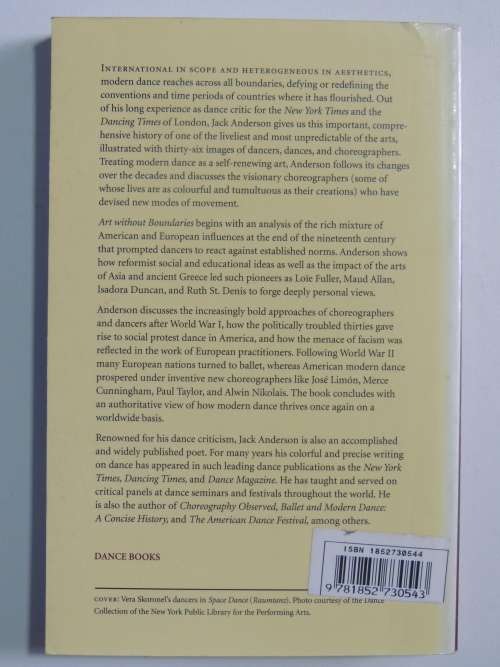 The World of Modern Dance - Art without Boundaries - Jack Anderson BOOK