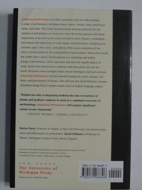 Analyzing Performance - Theater, Dance, and Film- Patrice Pavis BOOK