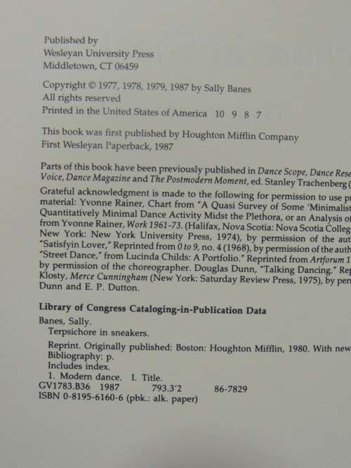 Terpsichore in Sneakers - Post-Modern Dance - Sally Banes