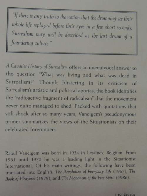 A Cavalier History of Surrealism - Raoul Vaneigem `J-F Dupuis`, Translated by Donald Nicholson-Smith