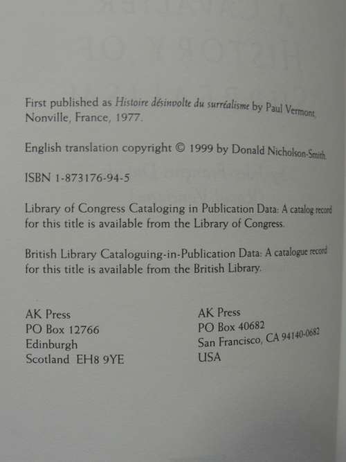 A Cavalier History of Surrealism - Raoul Vaneigem `J-F Dupuis`, Translated by Donald Nicholson-Smith