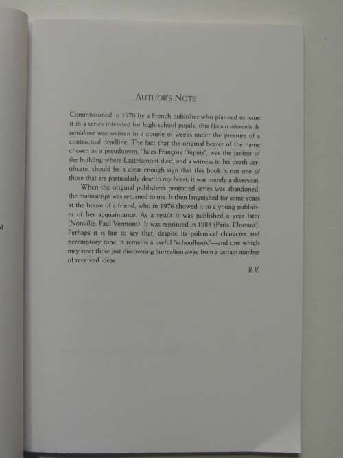 A Cavalier History of Surrealism - Raoul Vaneigem `J-F Dupuis`, Translated by Donald Nicholson-Smith