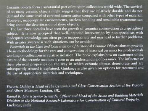 Essentials in the Care & Conservation of Historical Ceramic Objects - Victoria Oakley, Kamal Jain