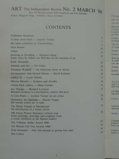 ART The Independent Review no. 2 March `88 - Ed. Margaret Hitge