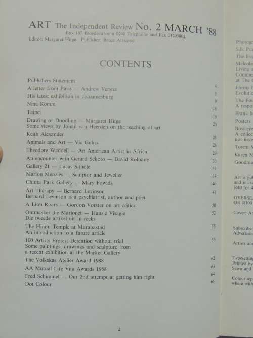 ART The Independent Review no. 2 March `88 - Ed. Margaret Hitge
