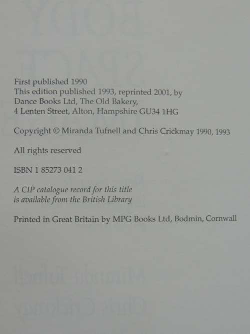 Body Space Image - Notes Towards Improvisation & Performance - Miranda Tufnell, Chris Crickmay