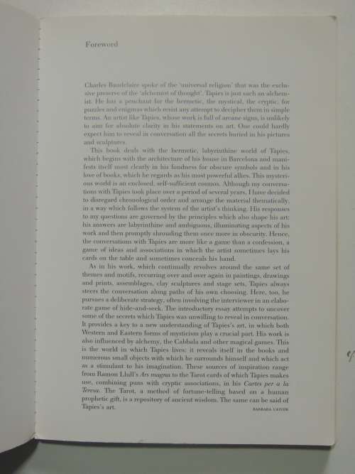 Conversations with Antoni Tapies- Barbara Catoir