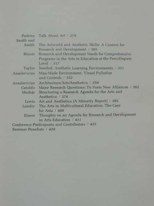 Arts & Aesthetics:An Agenda for Future, Arts,Cognition,Basic Skills, The Teaching Process- G Knieter