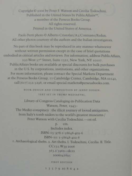 The Medidci Conspiracy - The Illicit Journey of Looted Antiquities - Peter Watson, Cecilia Todescini