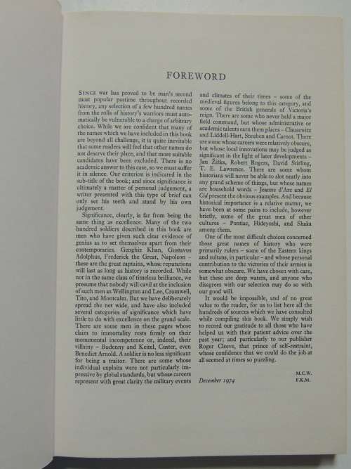 A Concise Dictionary Of Military Biography - Martin Windrow & Francis K. Mason
