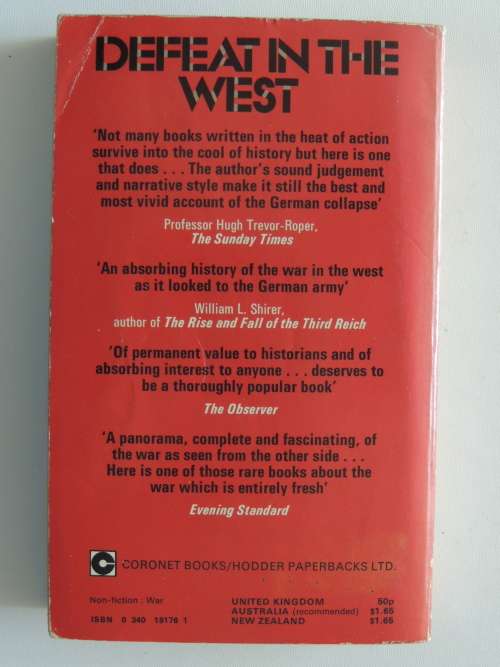 Defeat In The West - Milton Shulman