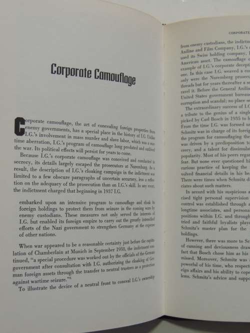 The Crime & Punishment Of IG Farben, Birth, Growth &Corruption Of Giant Corporation - Joseph Borkin