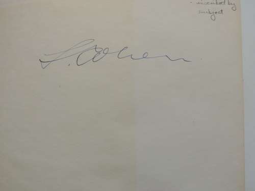 Cohen of South West Africa - Inscribed by Subject