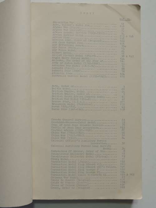 South African National War Museum - Medal Catalogue, 1959Catalogue of Military Orders, Decorations