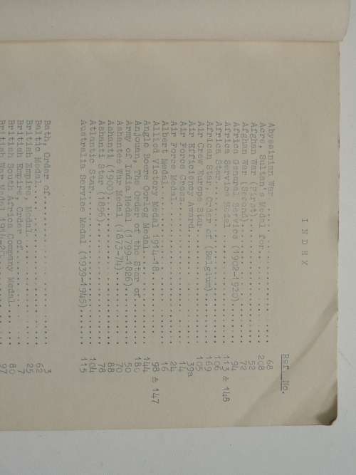 South African National War Museum - Medal Catalogue, 1959Catalogue of Military Orders, Decorations