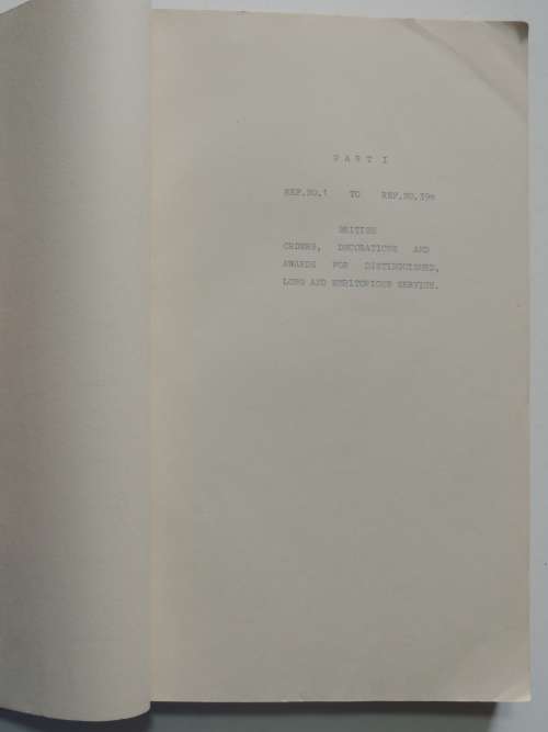 South African National War Museum - Medal Catalogue, 1959Catalogue of Military Orders, Decorations