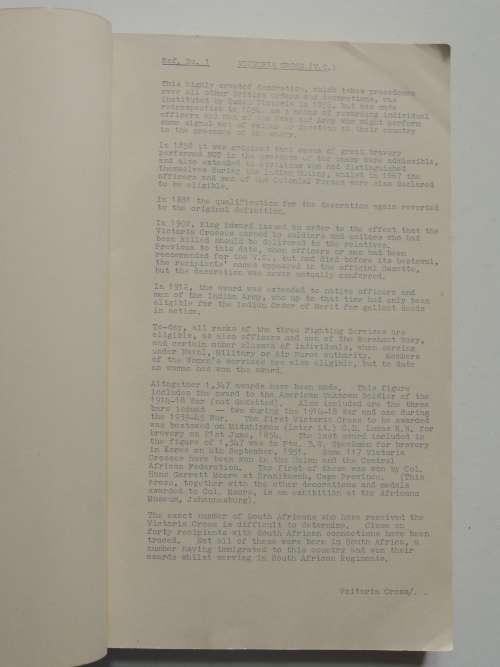 South African National War Museum - Medal Catalogue, 1959Catalogue of Military Orders, Decorations