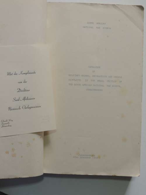 South African National War Museum - Medal Catalogue, 1959Catalogue of Military Orders, Decorations