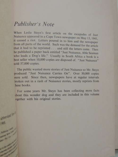 Just Nuisance - True Story of an Able Seaman Who Led a Dog`s Life - Leslie M Steyn
