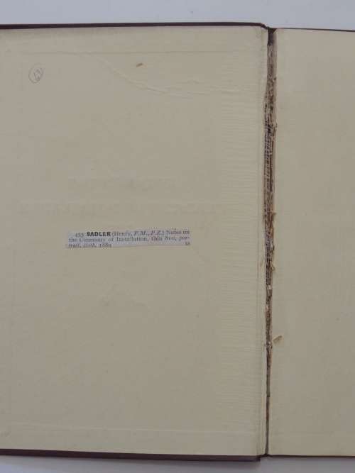 Notes On The Ceremony Of Installation - Henry Sadler 1889