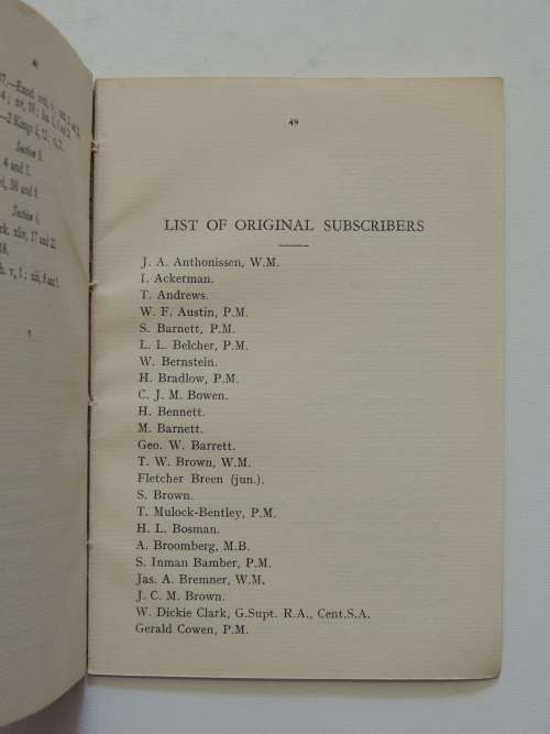 The Cipher Of The Tracing Board Of The M.M. Degree - Rev. J. Slomovitz
