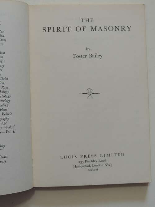 The Spirit Of Masonry- Foster Bailey
