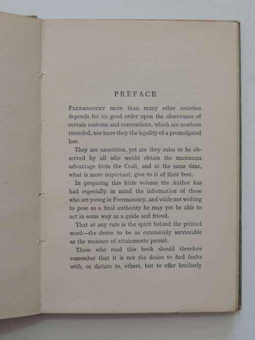 Unwritten Laws In Freemasonry - Br `Hazlitt` P.M.  1925