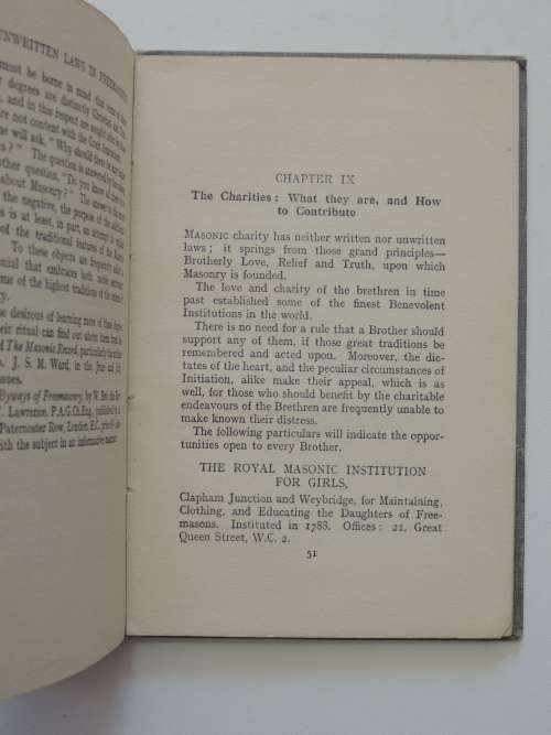 Unwritten Laws In Freemasonry - Br `Hazlitt` P.M.  1925