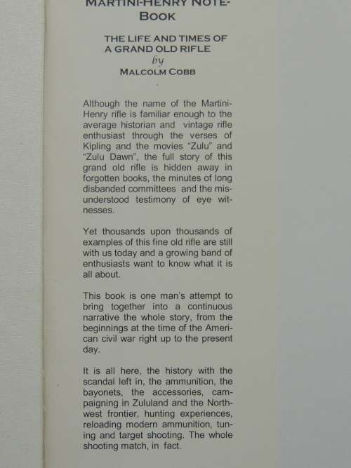 The Martini-Henry Note-Book - The Life & Times of a Grand Old Rifle - Malcolm Cobb - Scarce
