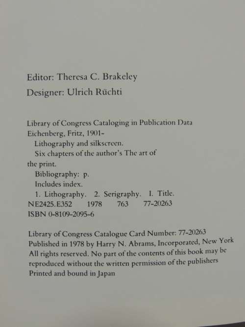 Lithography and Silkscreen - Art & Technique- Fritz Eichenberg