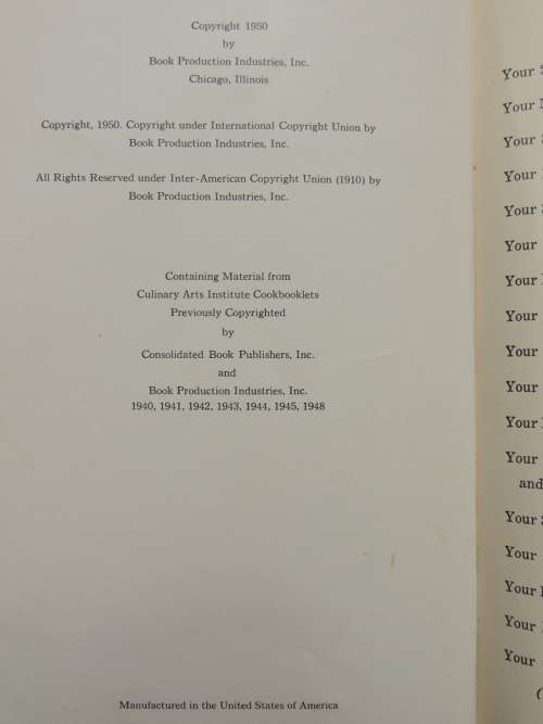 Encyclopedic Cookbook - Culinary Arts Institute  - Ed. Ruth Berolzheimer - Revised 1950