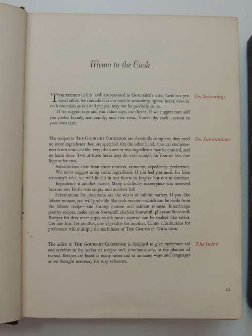 Thr Gourmet Cookbook - Volumes 1 & 2, 10th Printing 1957