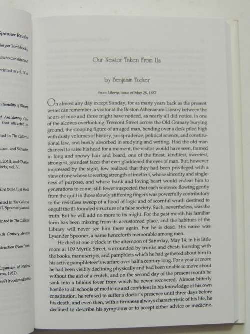 The Lysander Spooner Reader with An Introduction by George H Smith, 1992