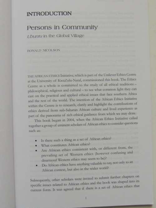 Persons in Community - African Ethics in a Culture  Ed Ronald Nicolson