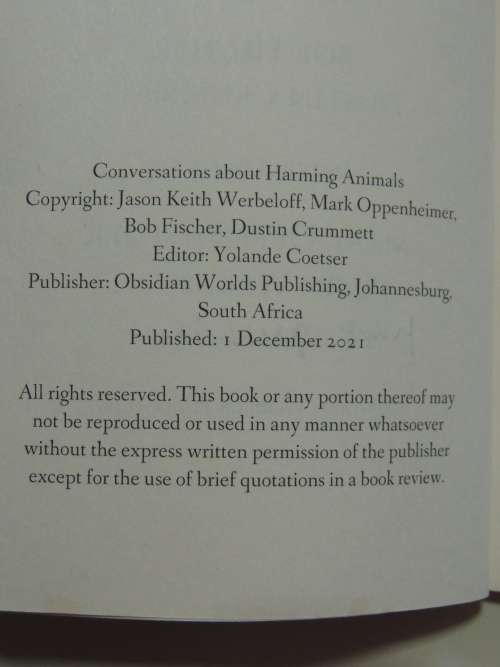 Conversations about Harming Animals - Jason Werbeloff, Mark Oppenheimer, Bob Fischer, D Crummett