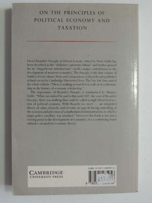 On the Principles of Political Economy &Taxation, Vol 1 of theWorks &Correspondence of David Ricardo