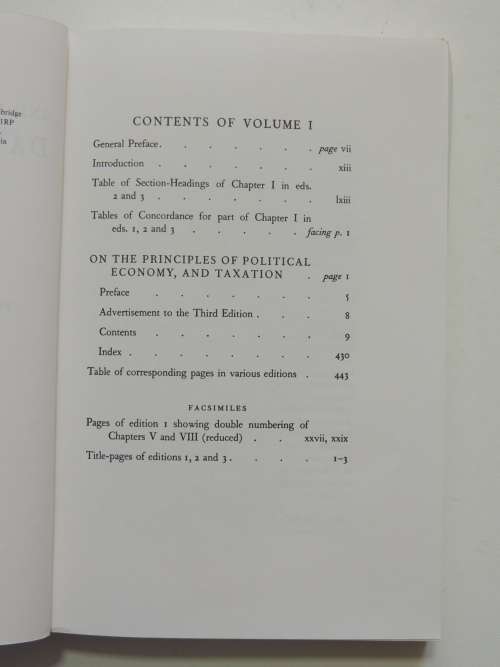 On the Principles of Political Economy &Taxation, Vol 1 of theWorks &Correspondence of David Ricardo