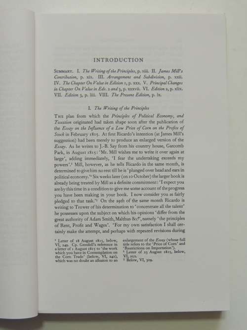 On the Principles of Political Economy &Taxation, Vol 1 of theWorks &Correspondence of David Ricardo