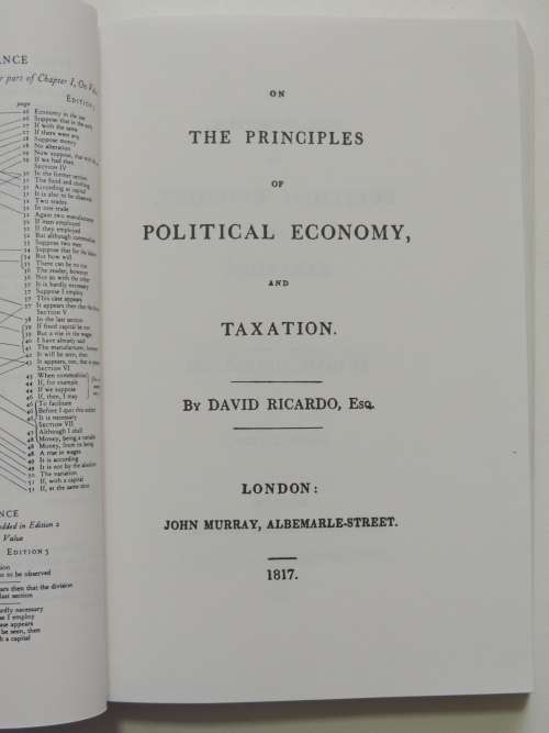 On the Principles of Political Economy &Taxation, Vol 1 of theWorks &Correspondence of David Ricardo