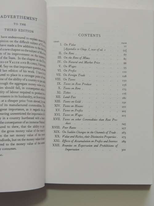 On the Principles of Political Economy &Taxation, Vol 1 of theWorks &Correspondence of David Ricardo