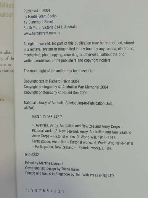 Anzac - An Illustrated History 1914-1918 - Richard Pelvin