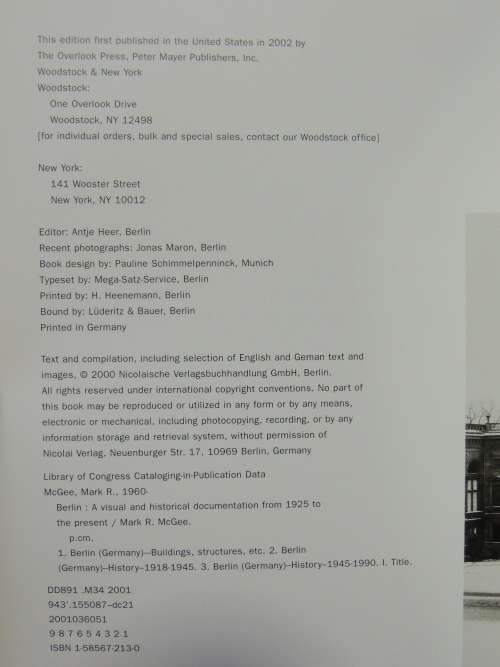 Berlin - A Visual And Historical Documentation From 1925 To The Present- Mark. R. McGee