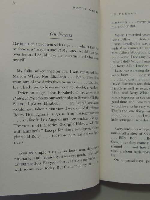 Betty White in Person  Betty White - 1987, FIRST EDITION, Inscribed by Author
