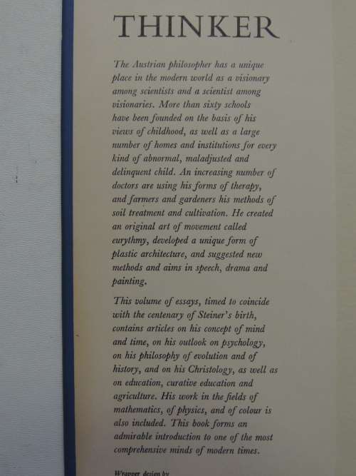 The Faithful Thinker - Centenary Essays on the Work and Thought of Rudolf Steiner - Ed AC Harwood