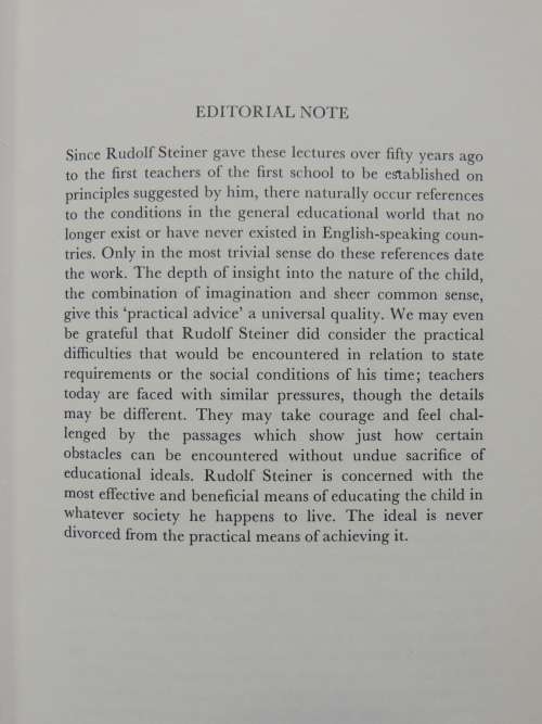 Practical Advice to Teachers, Lectures 1919 - Rudolf Steiner