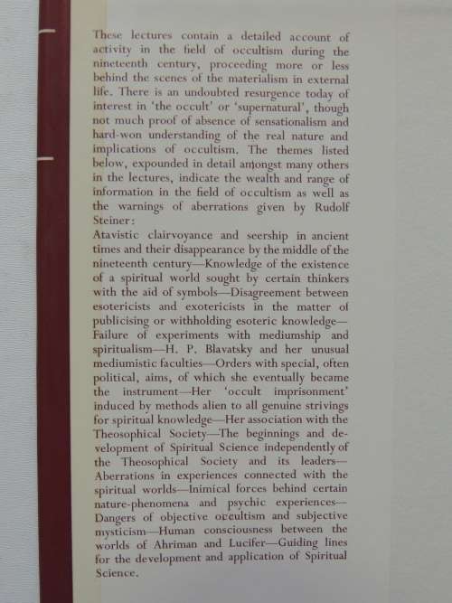 The Occult Movement in the 19th Century& Its Relation toModern Culture,Lectures 1915 -Rudolf Steiner