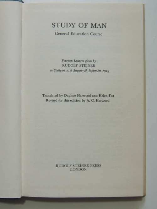 Study of Man - General Education Course, Lectures 1919 Rudolf Steiner